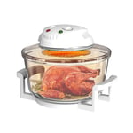 Home Kitchen Small Digital Halogen Convection Oven Cooker 12L with Lid Air Fryer Accessories Glass Bowl Timer Electric 6 in 1 Halogen Convection Oven for Baking Grill (White)