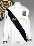 New Rare NIKE Vintage ENGLAND Cotton Rugby Shirt White Black Gold Rose S