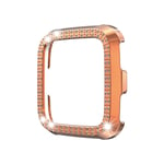 GuosB For Fitbit versa/versa lite PC Double-Row Diamond-Encrusted Protective Shell (Black) (Color : Rose Gold)