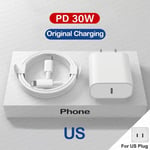 Chargeur et câble américains-APPLE Original PD 30W USB Type C Chargeur Pour iPhone 12 11 14 13 Pro Max SE Mi
