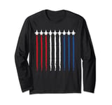 American Flag USA Fighter Jet Con Trail 4th of July Long Sleeve T-Shirt