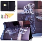 Folio Case for All-New Kindle Fire HD 8 Tablet (10th Generation, 2020 Release), Uliking Slim PU Leather Stand Smart Cover with Auto Wake/Sleep Fit Fire HD 8 & 8 Plus 2020 - Cat and Tiger