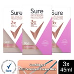 3x 45ml Sure Women 96 H Anti-Perspirant Deodrant Cream For Maximum Protection