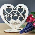 Gift For Maid Of Honour Thank You Wood Standing Heart Personalised Wedding Gift