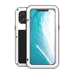 LOVE MEI for iPhone 12 Pro Max Case,Outdoor Sports Military Heavy Duty Tank Metal Cover Waterproof Shockproof Dustproof Full Body Protective Case with Built in Glass Tempered Screen Protector (White)