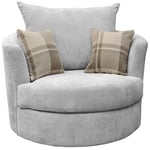 Sofas and More Large Swivel Round Cuddle Chair Fabric (Light Grey)