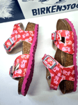 BIRKENSTOCK Cat Kids sandals - Size UK 8.5 - EU 26-Buckle 165mm Red And Pink Rio