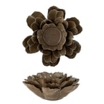 Handcrafted Brown Stoneware Votive | Flower Tealight Holder for Cozy Home Decor