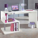 Web Furniture - Bureau design moderne 140x60 blanc avec étagères ouvertes Bolg