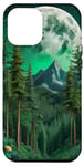 Coque pour iPhone 15 Pro Max Forêt Nature Montagne Lune Vert Arbre Pin Aventure Randonnée