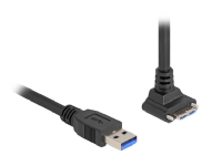 Delock USB 5 Gbps-kabel USB Typ-A hane rak till USB Micro-B hane med skruvavstånd 18 mm 90° vinklad uppåt