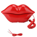 Red Mouth Wired Telephone, Multi-Functional Cute Lip Shape Telephone Desk Phone Home Decoration Set, Phone Gift Cartoon Shaped Real Corded Landline Home Office Phones Furniture Decor(Red)