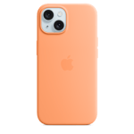 Apple Silikonskal med MagSafe till iPhone 15 – apelsinsorbet