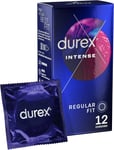 Durex Intense Condoms, Stimulating Ribbed And Dotted Condoms With Desirex Gel, 
