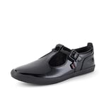 Kickers Women's Kariko T-Bar Black Leather School Shoes, Patent Black, 7 UK