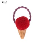 Elastic Hair Band Ice Cream Pompom Red 1 Pc