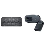 Logitech MX Keys Mini Minimalist Wireless Illuminated Keyboard - Graphite & C270 HD Webcam, HD 720p/30fps, Widescreen HD Video Calling, HD Light Correction, Noise-Reducing Mic - Black