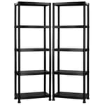 2x 5 Tier Plastic Heavy Duty Shelving Racking Unit