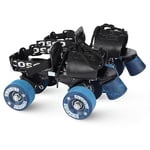 Cosco Tenacity Quad Roller Skates of Size 26 EUR (UK 8C) - 31 EUR (UK 12C) of Age Group 3 to 6 Years| Blue | Aluminium Chassis and Rubber | with Rubber Wheels | Adjustable Skates with Lace