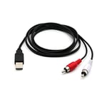 Kurphy Portable USB A Male to 2X RCA Phono Male AV Cable Lead PC TV Aux Audio Video Adapter USB to 2RCA Video Cable