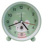 LA HAUTE 4" Round Silent Alarm Clock Non Ticking Bedside/Desk Alarm Clock Battery Powered Travel Clock with Nightlight (ZZ-Green)