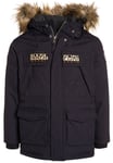 Napapijri Boys Skidoo Jacket Junior AGE 12 Yrs Coat Fur Hood Blue Marine B652-3