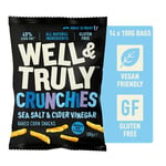 WELL&TRULY: Salt & Vinegar | Baked Corn Snacks - Gluten Free - Plant Based & Vegan - No Added Sugar - Less Fat - Healthy Snack - (Box of 14 Bags, 100g Each)
