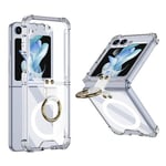Skyddande mobiltelefonfodral för Samsung Galaxy Z Flip5 Gkk Magsafe Airbag Hinge med ringhållare Transparent