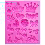 Cartoon Crown & Bow Tie Silikonform för Fondant Tårta Cupcake
