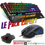Pack Expert clavier mécanique K700 + Souris M500 optique gamer 8000 dpi + convertisseur console