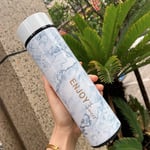 Rugged Water Bottle Drinking Cup 500Ml High-End Vacuum Stainless Steel Insulation Mug Marble Pattern Cup Office Kettle with Filter Leak Proof Thermos (Color : B)