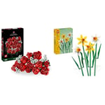 LEGO Icons Bouquet of Roses, Artificial Flowers Set for Adults, Botanical Collection & Creator Daffodils, Artificial Flowers Set for Kids, Build and Display This Bouquet at Home as Bedroom
