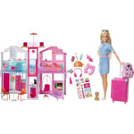 Barbie DLY32 ESTATE Three-Story Town House Colourful and Bright Doll House Comes with Furniture and Accessories, Playset [Amazon Exclusive] & Doll & Accessories