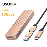 IDsonix M2 SSD Case NVMe Enclosure USB Type C 3.1 10Gbps Adapter for NVMe SSDs