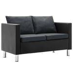vidaXL 2-personers sofa kunstlæder sort og mørkegrå