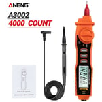 Ranipobo - aneng A3002 Digital Multimetre Pen Type 4000 Nombre avec outil de testeur de continuite de diode de tension ac / cc non contact-Orange