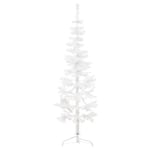 vidaXL Smal halv plastgran med stativ vit 180 cm Vit