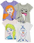 Amazon Essentials Disney | Marvel | Star Wars | Frozen | Princess Toddler Girls' Short-Sleeve T-Shirts, Pack of 4, Frozen 2 Elsa, 2 Years