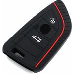 Rouge Coque en silicone pour clé de voiture à 3 boutons noir/rouge