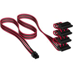 Corsair Câble d'alimentation SATA de type 5 (4 connecteurs) à gaine individuelle – Noir et rouge