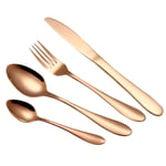 Homemarke 4 Piece Set Stainless Steel Fine Cutlery Fork Spoon Teaspoon Knife Fork Soup Spoon Coffee Spoon Kitchenware(Rose Gold)