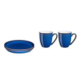 Denby Natural Canvas Large Mug Set of 2 & 1048879 Imperial Blue 2 Piece Coffee Beaker/Mug Set