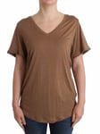 JOHN GALLIANO Blouse Brown Shortsleeve Top V-Neck T-Shirt Solid S/US 6