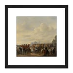 Lingelbach Arrival Prince William II At Welna 8X8 Inch Square Wooden Framed Wall Art Print Picture with Mount