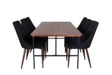 Venture Design Uno & Leone matgrupp Svart/natur 6 stolar & bord 200 x 90 cm