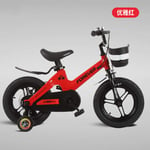 cuzona Children's bicycle boy 2-3-4-6-7 stroller 8 years old baby girl bicycle child medium and large bicycle-14 inch_[Magnesium alloy] Elegant red one-piece wheel