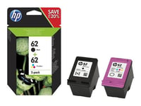 HP 62 - Pack de 2 - couleur (cyan, magenta, jaune), noir pigmenté - original - cartouche d'encre - pour ENVY 55XX, 56XX, 76XX; Officejet 200, 250, 57XX, 8040