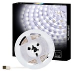 WOWLED LED Strip Lights, 3M USB LED White Strip Light, Pulg & Play, 9.8ft TV Backlights for Bedroom, Kitchen, DIY, Decor Tape Light