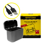 Patona Dual ladeboks for Insta 360 ONE X3 CINAQBT/A inklusiv USB-C cable 150601454 (Kan sendes i brev)
