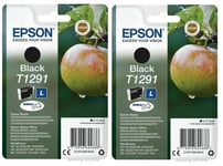 Epson T1291 Apple Black Ink Cartridges T129140, Stylus Office B42WD BX305F 2x